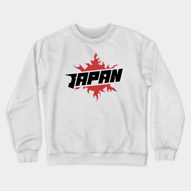 Japan logo badge fire sun emblem typography Crewneck Sweatshirt by SpaceWiz95